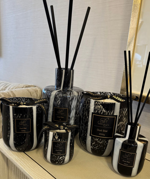 Oud Star Black Marble Candle 360g